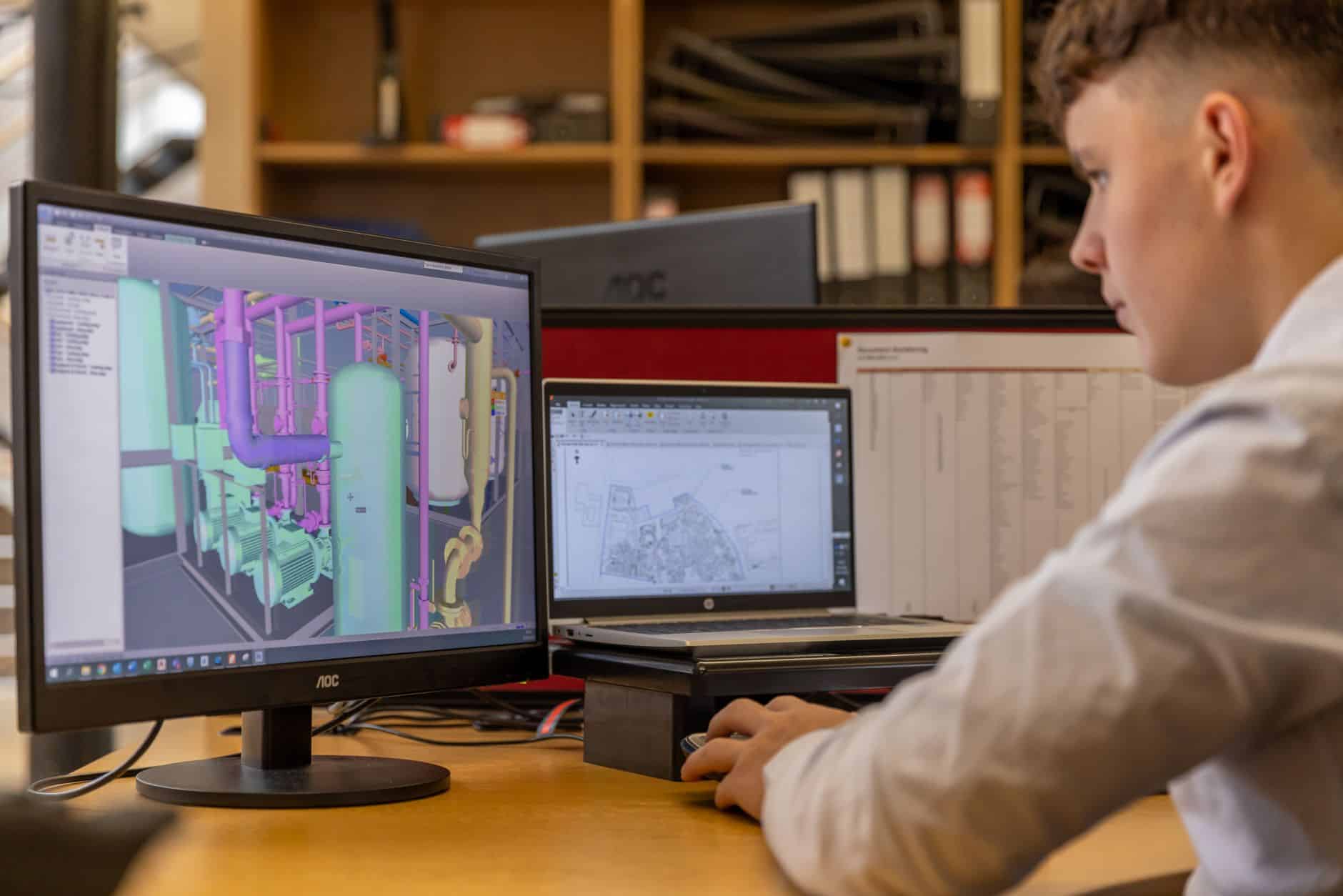 Engineer comparing AI agent framework architectures on screen